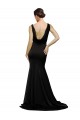 Silk like Satin A-Line Sweep Train Sleeveless Low Back Black Prom Dresses Sheffield