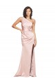 Silk like Satin Sheath Long Sleeveless Low Back High Slit Prom Dresses Sheffield
