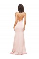 Silk like Satin Sheath Long Sleeveless Low Back High Slit Prom Dresses Sheffield