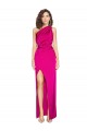 Silk like Satin Sheath Long Sleeveless High Side Slit Prom Dresses Sheffield