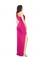 Silk like Satin Sheath Long Sleeveless High Side Slit Prom Dresses Sheffield