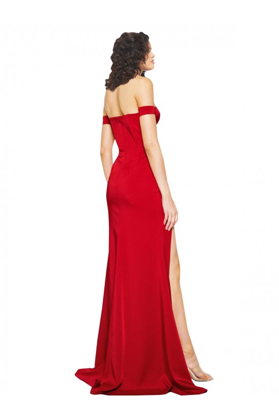 Silk like Satin A-Line Long Sleeveless Side Slit Prom Dresses Sheffield