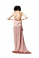Silk like Satin A-Line Long Sleeveless Open Back Dusty Pink Prom Dresses Sheffield