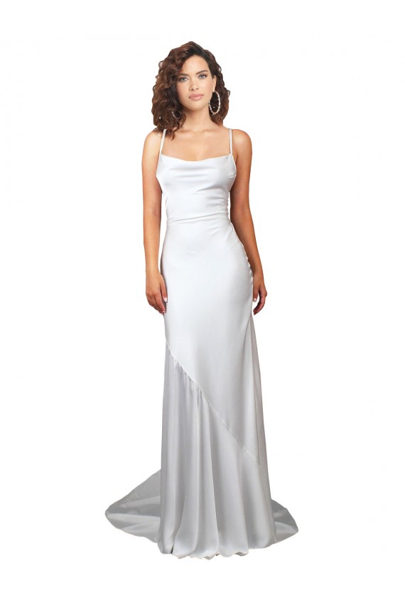 Silk like Satin Sheath Sweep Train Sleeveless Criss Cross Open Back Beach Wedding Dress Sheffield