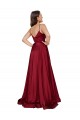 Silk like Satin A-Line Long Sleeveless Low Back High Slit Prom Dresses Sheffield