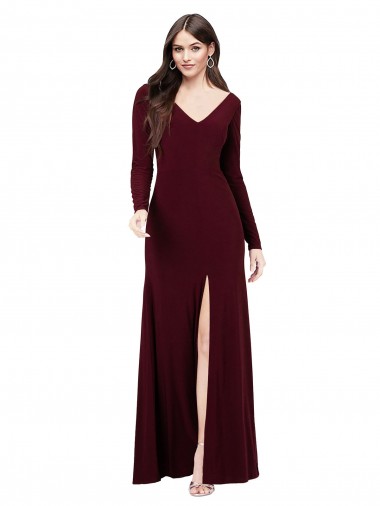 Spandex Sheath Long Long Sleeves V-Back Prom Dress / Bridesmaid Dress Sheffield
