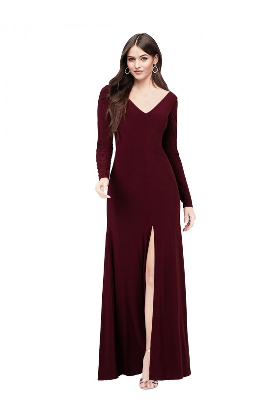 Spandex Sheath Long Long Sleeves V-Back Prom Dress / Bridesmaid Dress Sheffield