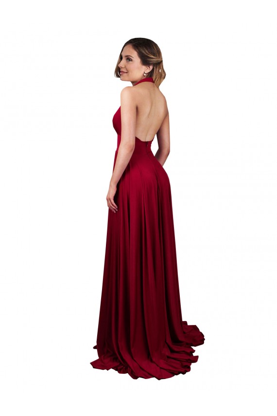 Spandex A-Line Long Sleeveless Open Back Side Slit Prom Dresses Sheffield
