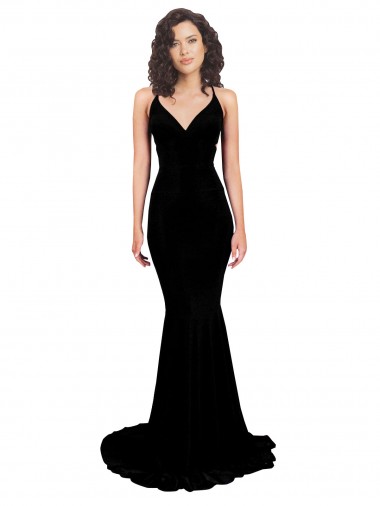 Spandex Mermaid Long Sleeveless Open Back Black Prom Dresses Sheffield