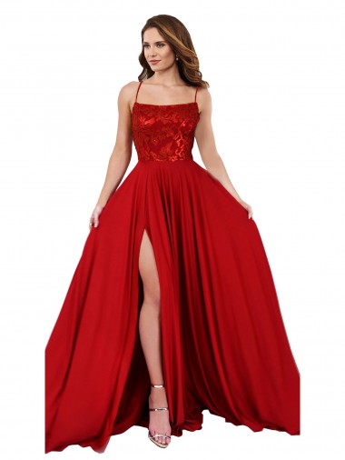 Spandex & Lace A-Line Long Sleeveless Criss Cross Open Back Semi Formal Evening Dress / Prom Dress / Bridesmaid Dress Sheffield