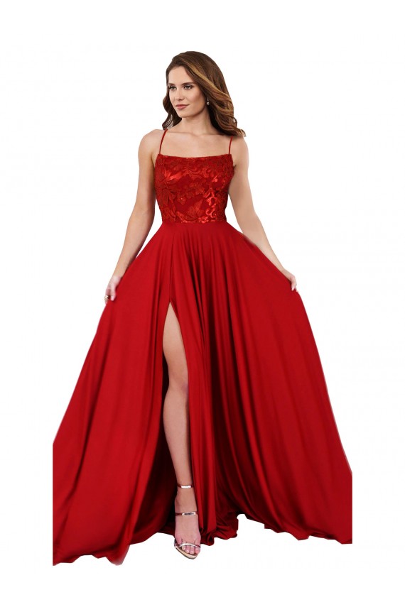 Spandex & Lace A-Line Long Sleeveless Criss Cross Open Back Semi Formal Evening Dress / Prom Dress / Bridesmaid Dress Sheffield