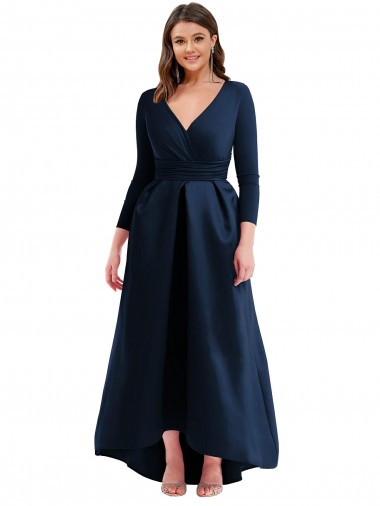 Spandex Ball Gown Long Long Sleeves High Low Plus Size Evening Gown / Prom Dress / Bridesmaid Dress Sheffield