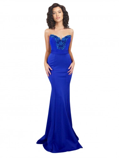Stretch Crepe Mermaid Long Sleeveless Royal Blue Low Back Formal Evening Gown / Prom Dress / Bridesmaid Dress Sheffield