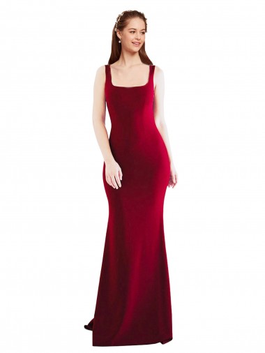 Stretch Crepe Mermaid Long Sleeveless Burgundy Prom Dresses Sheffield