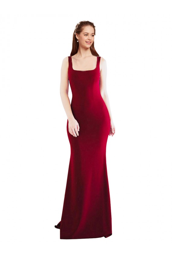 Stretch Crepe Mermaid Long Sleeveless Burgundy Prom Dresses Sheffield