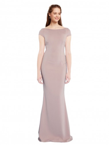 Stretch Crepe Mermaid Long Cap Sleeves Tie Back Formal Evening Gown / Prom Dress / Bridesmaid Dress Sheffield