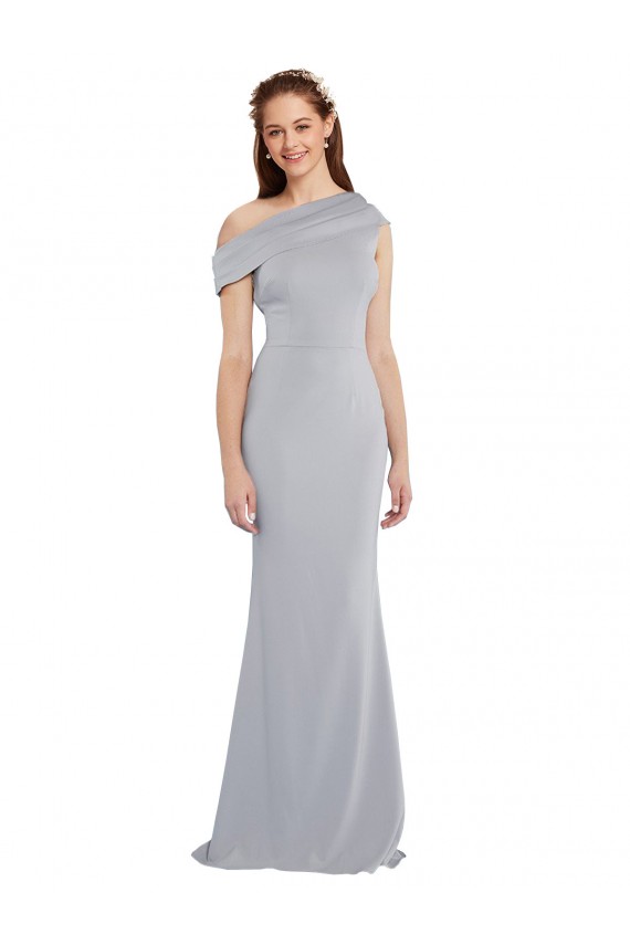 Stretch Crepe Mermaid Long Sleeveless Grey Formal Dress / Bridesmaid Dress Sheffield