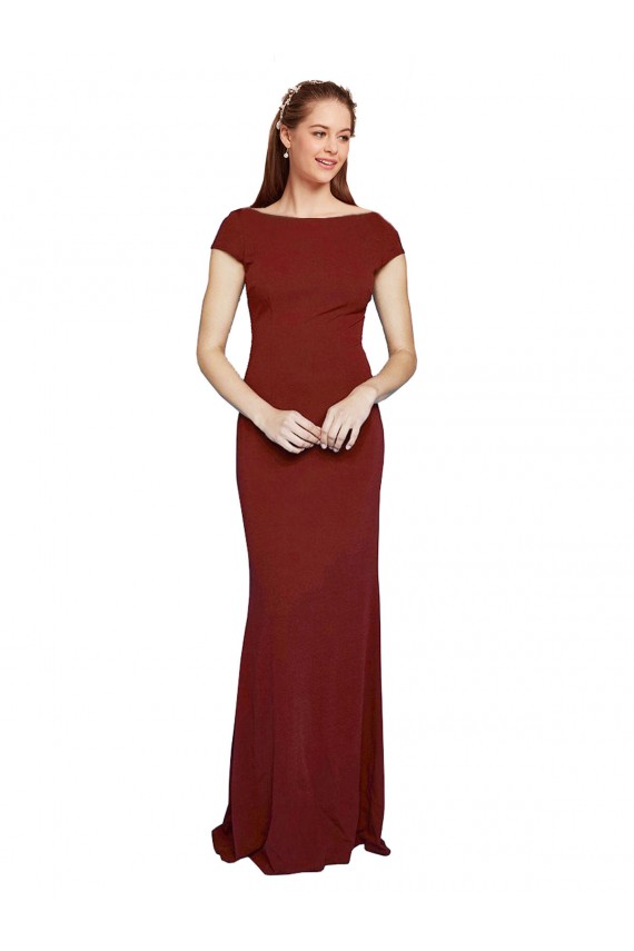 Stretch Crepe Mermaid Long Cap Sleeves Keyhole Back Formal Evening Gown / Prom Dress / Bridesmaid Dress Sheffield