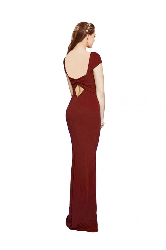 Stretch Crepe Mermaid Long Cap Sleeves Keyhole Back Formal Evening Gown / Prom Dress / Bridesmaid Dress Sheffield