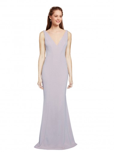 Stretch Crepe Mermaid Long Sleeveless Keyhole Back Arctic Lilac Prom Dresses Sheffield