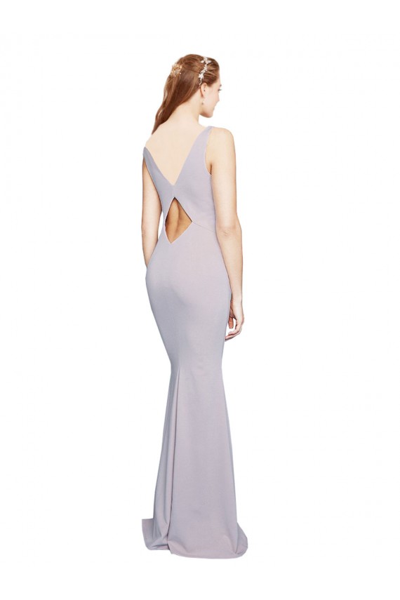 Stretch Crepe Mermaid Long Sleeveless Keyhole Back Arctic Lilac Prom Dresses Sheffield