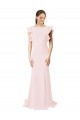 Stretch Crepe Mermaid, Sheath Sweep Train Ruffle Sleeves V-Back Black Tie Prom Dress / Bridesmaid Dress Sheffield