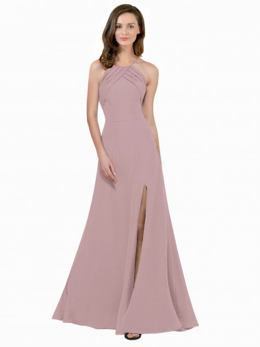 Stretch Crepe A-Line Long Sleeveless Keyhole Back Prom Dress / Bridesmaid Dress Sheffield