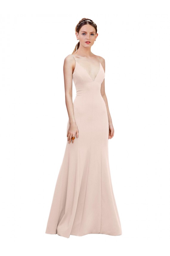 Stretch Crepe A-Line Long Sleeveless V-Back Formal Dress / Bridesmaid Dress Sheffield