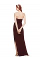 Stretch Crepe Sheath Long Sleeveless Burgundy Gold Prom Dresses Sheffield