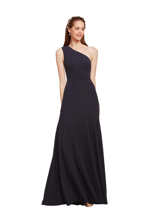 Stretch Crepe A-Line Long Sleeveless Dark Navy Prom Dresses Sheffield