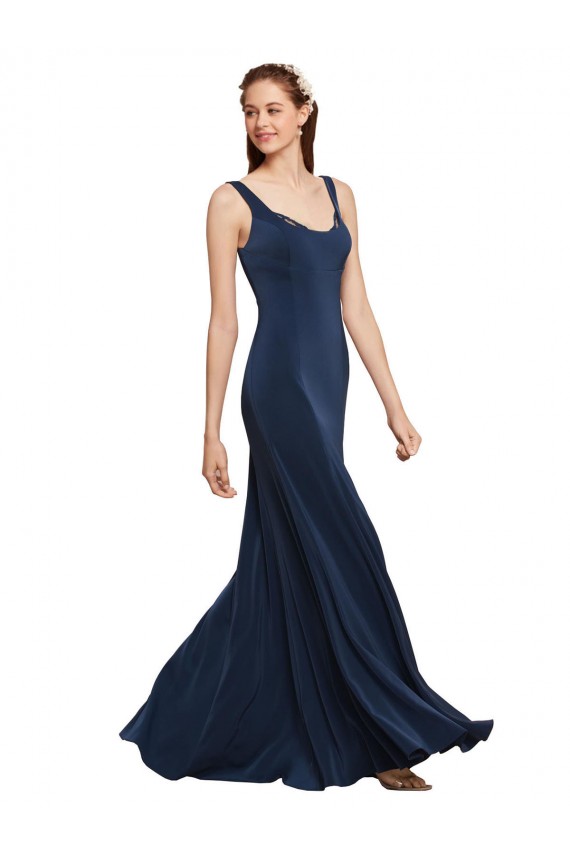 Stretch Crepe A-Line Long Sleeveless Low Back Prom Dress / Bridesmaid Dress Sheffield