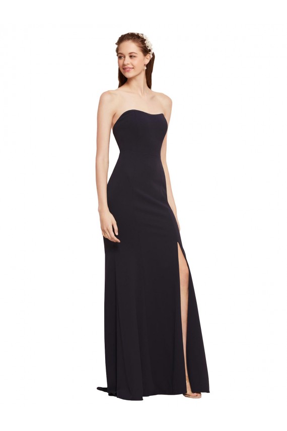 Stretch Crepe A-Line Long Sleeveless Low Back High Slit Prom Dresses Sheffield