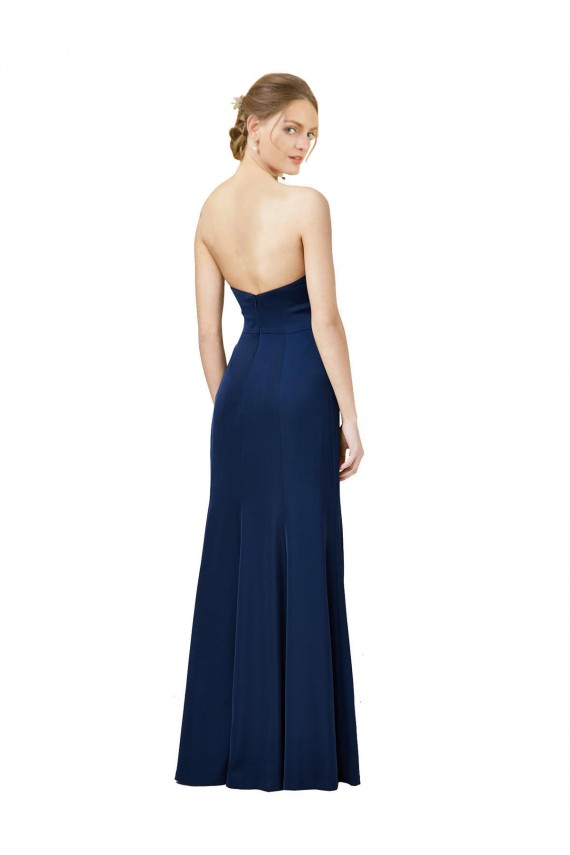 Stretch Crepe Sheath Long Sleeveless Low Back Front Slit Prom Dresses Sheffield