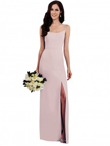 Stretch Crepe Trumpet Long Sleeveless V-Back Front Slit Prom Dresses Sheffield