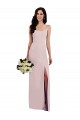 Stretch Crepe Trumpet Long Sleeveless V-Back Front Slit Prom Dresses Sheffield