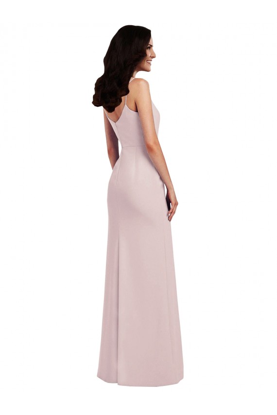 Stretch Crepe Trumpet Long Sleeveless V-Back Front Slit Prom Dresses Sheffield