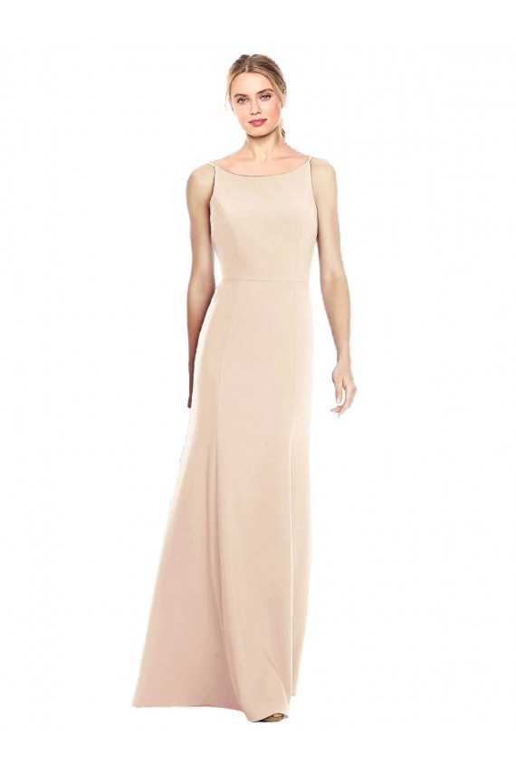 Stretch Crepe Trumpet Long Sleeveless Open Back Semi Formal Evening Dress / Prom Dress / Bridesmaid Dress Sheffield