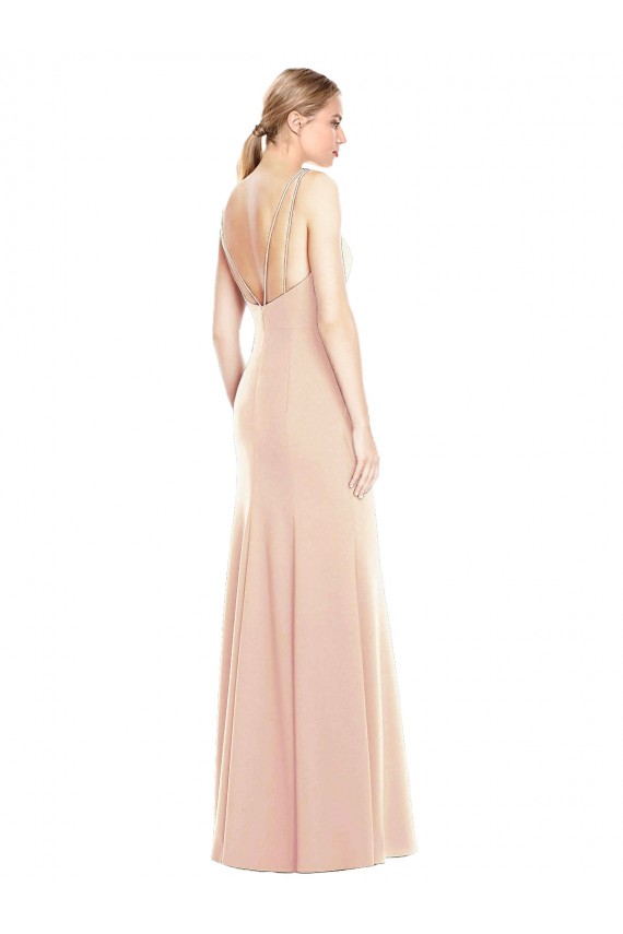 Stretch Crepe Trumpet Long Sleeveless Open Back Semi Formal Evening Dress / Prom Dress / Bridesmaid Dress Sheffield