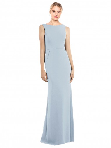 Stretch Crepe Trumpet Long Sleeveless Low Back Light Sky Blue Prom Dresses Sheffield