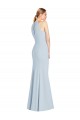 Stretch Crepe Trumpet Long Sleeveless Keyhole Back Light Sky Blue Prom Dresses Sheffield