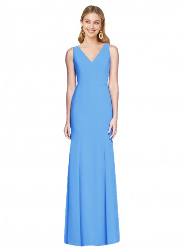 Stretch Crepe Trumpet Trumpet Sleeveless Peacock Blue Semi Formal Evening Dress / Prom Dress / Bridesmaid Dress Sheffield