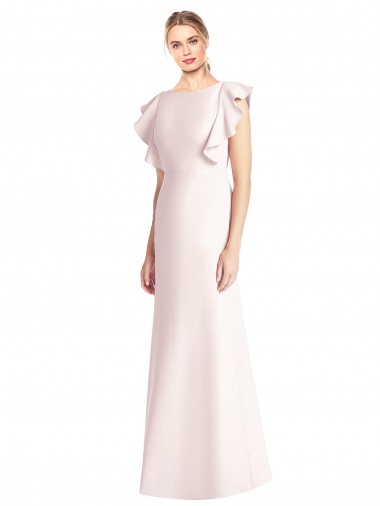 Stretch Crepe Trumpet Long Cap Sleeves Open Back Formal Dress / Bridesmaid Dress Sheffield