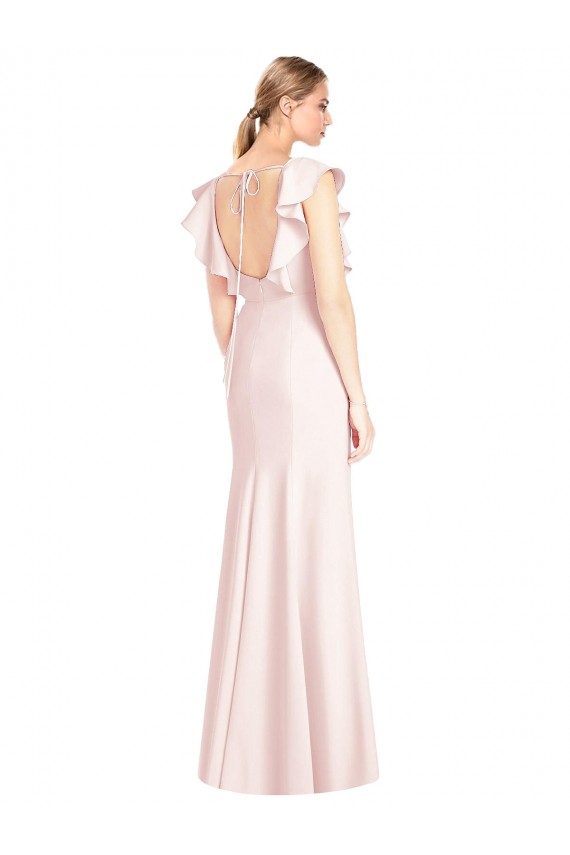Stretch Crepe Trumpet Long Cap Sleeves Open Back Formal Dress / Bridesmaid Dress Sheffield
