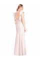 Stretch Crepe Trumpet Long Cap Sleeves Open Back Formal Dress / Bridesmaid Dress Sheffield