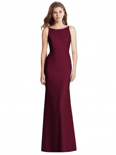 Stretch Crepe Trumpet Long Sleeveless Open Back Burgundy Gold Evening Dresses Sheffield