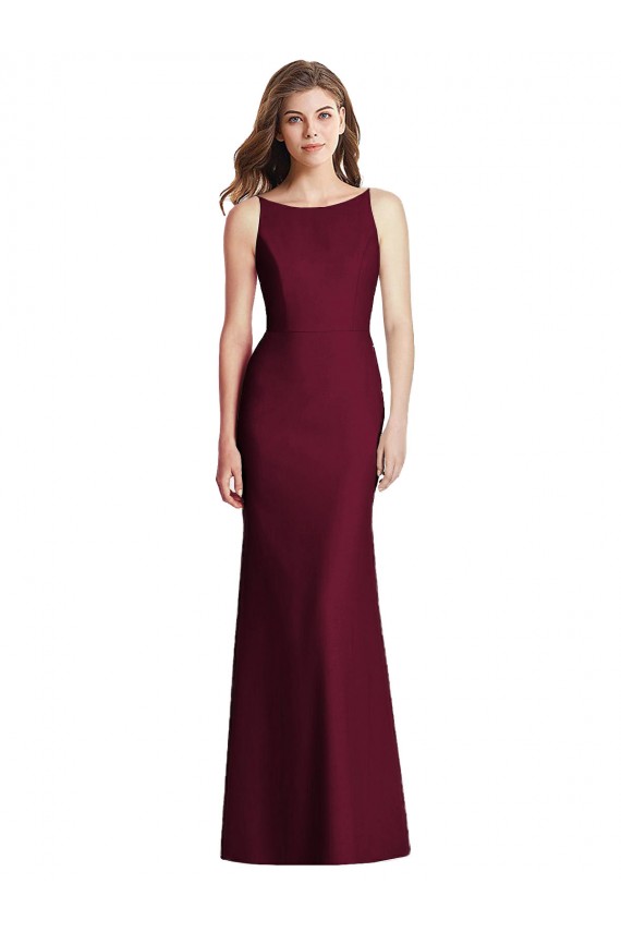 Stretch Crepe Trumpet Long Sleeveless Open Back Burgundy Gold Evening Dresses Sheffield