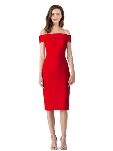 Stretch Crepe Sheath Cocktail Length Sleeveless Formal Evening Gown / Prom Dress / Bridesmaid Dress Sheffield