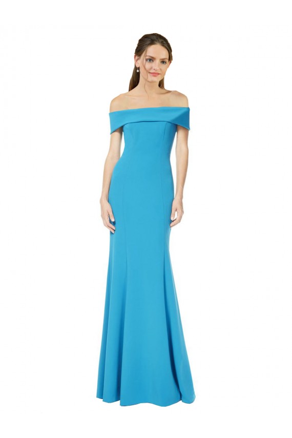 Stretch Crepe Sheath Long Sleeveless Peacock Blue Formal Dress / Bridesmaid Dress Sheffield