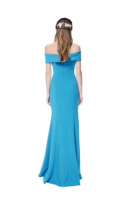 Stretch Crepe Sheath Long Sleeveless Peacock Blue Formal Dress / Bridesmaid Dress Sheffield