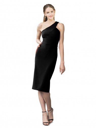 Stretch Crepe Sheath Cocktail Length Sleeveless Black Prom Dresses Sheffield